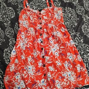 Banana Republic Red Floral Button-Down Tunic